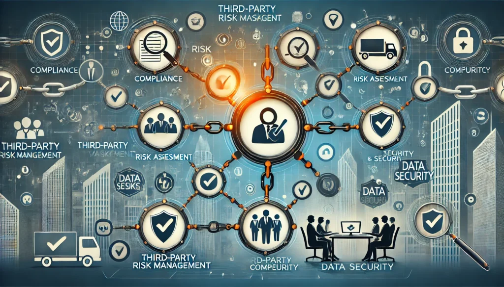 DALL·E 2024-10-15 20.24.41 - An illustration depicting the importance of Third-Party Risk Management (TPRM). The image should feature visual elements such as interconnected compan